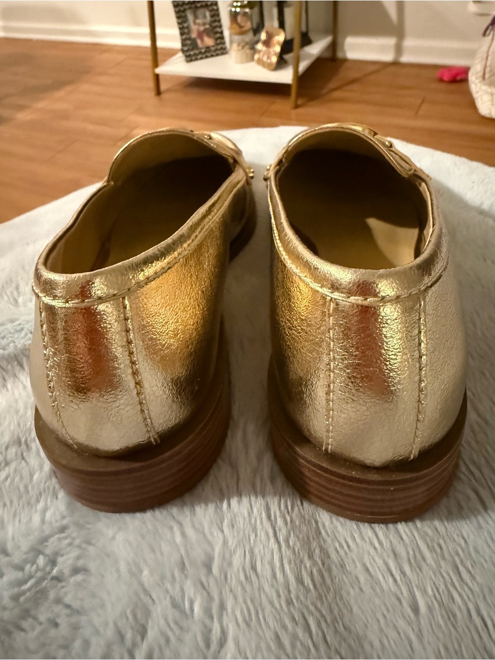 Michael Kors Metallic Gold MK Logo Loafers - Picture 3 of 4